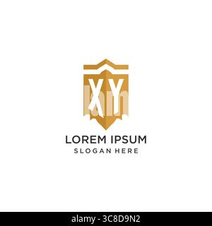 Logo Monogram XY avec forme géométrique de bouclier, élégant graphique vectoriel de conception de logo initial de luxe Illustration de Vecteur