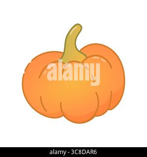 Citrouille orange arrondie dans un style de dessin animé, parfaite pour les illustrations saisonnières, les scènes d'automne confortables ou la conception de nourriture Cottagecore. Illustration de Vecteur