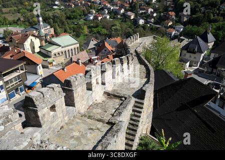 Murs de la citadelle de Jajce, Bosnie-Herzégovine Banque D'Images
