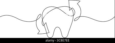 symbole de dent dentaire rafraîchissant flèches une ligne dessin continu minimalisme art décoratif Illustration de Vecteur