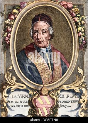 Le pape Clément XII (Clemente ou Clemens) (1730-1740). gravure Banque D'Images