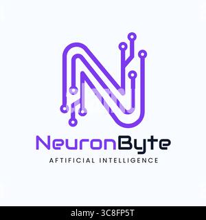Le logo comporte la lettre « N » dans Une conception de circuit pour ai & Technology Company. Illustration de Vecteur