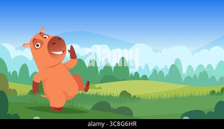 Capybara. Jouant mignon animal capybara illustration de fond vectoriel exacte Illustration de Vecteur