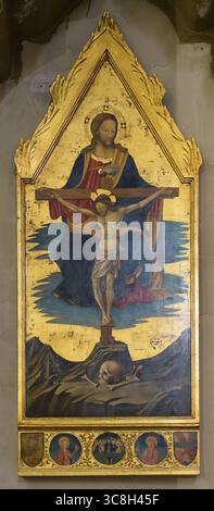 Sainte Trinité par Apollonio di Giovanni, c.1440, tempera sur panneau, Museo dell'Opera del Duomo, Prato, Italie. Banque D'Images
