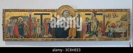 Le retable de Maestro del Farneto représentant la Vierge à l'enfant et des scènes de la passion du Christ, 1290, Galleria Nazionale dell'Umbria, PE Banque D'Images