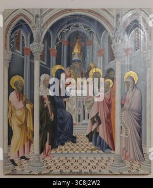 Présentation de Jésus au Temple, tempera sur panneau par Giovanni di Paolo, logé à la Pinacothèque Nazionale di Siena, Toscane, Italie. Banque D'Images