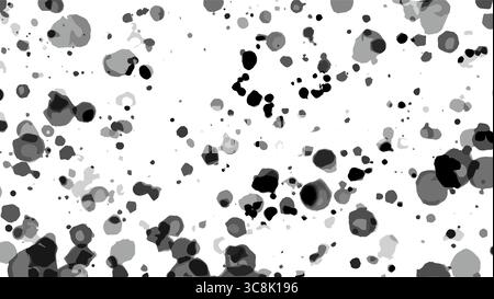 Éclaboussures d'encre noire et taches sur fond blanc. Motif vectoriel à pois monochrome abstrait Illustration de Vecteur