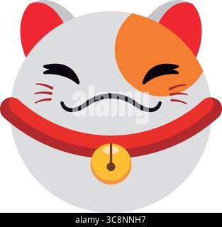 Icône japonaise de visage de chat chanceux. Vecteur Illustration de Vecteur