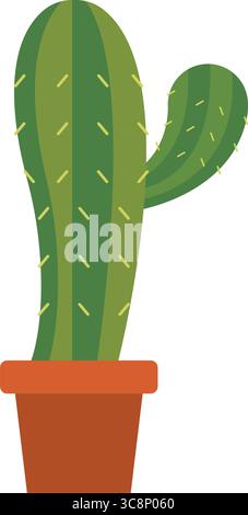 Cactus en pot de fleurs en céramique. Vecteur Illustration de Vecteur