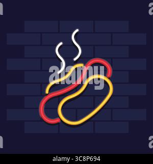Icône de panneau de néon de hot-dog. Vecteur Illustration de Vecteur