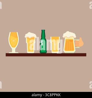 Sélection de bières avec le pouce levé. Vecteur Illustration de Vecteur