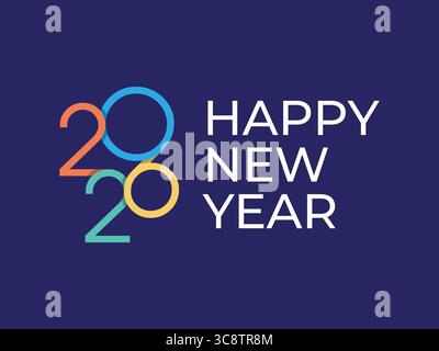 Bonne année 2026 logo de numéro coloré simple sur fond bleu. Illustration vectorielle Illustration de Vecteur