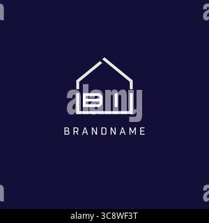 Lettre initiale BI toit immobilier logo design graphique vecteur d'idées Illustration de Vecteur