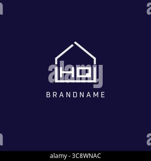 Lettre initiale HQ toit immobilier logo design d'idées de vecteur graphique Illustration de Vecteur