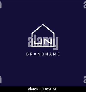 Lettre initiale JN toit immobilier logo design d'idées de vecteur graphique Illustration de Vecteur