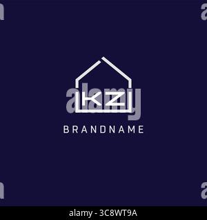Lettre initiale KZ toit immobilier logo design d'idées de vecteur graphique Illustration de Vecteur