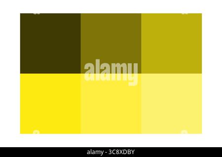 Palette de couleurs jaunes. Nuances de couleurs dégradées. Vecteur de tons monochromes. Nuance foncée et lumineuse. Illustration de Vecteur