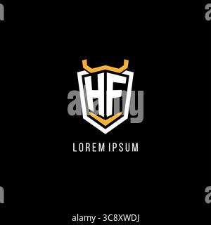 Initial HF Geometric Shield esport logo monogramme design style graphique vectoriel Illustration de Vecteur