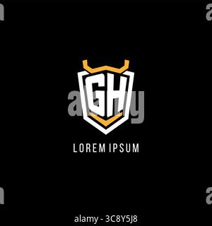 Initial GH Geometric Shield esport logo monogram design style graphique vectoriel Illustration de Vecteur