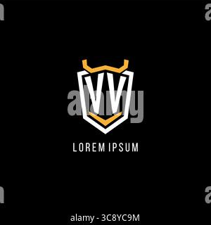 Initial VV Geometric Shield esport logo monogram design style graphique vectoriel Illustration de Vecteur