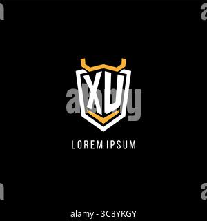 Initial XU Geometric Shield esport logo monogramme design style graphique vectoriel Illustration de Vecteur
