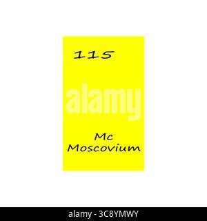 Illustration de l'élément chimique. Symbole Moscovium Mc. Vecteur de l'élément du tableau périodique. Illustration numéro 115. Illustration de Vecteur