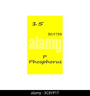 Illustration de l'élément chimique. Symbole du phosphore P. élément du tableau périodique vecteur. Illustration numéro 15. Illustration de Vecteur