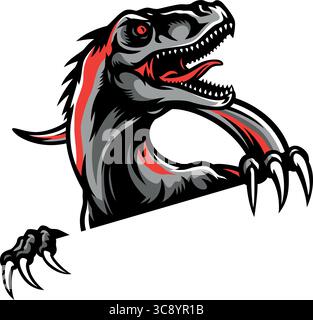 Conception de modèle de logo Velociraptor agressive Illustration de Vecteur