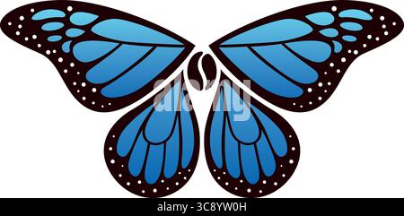 Grain de café avec ailes de papillon Blue Monarch Illustration de Vecteur