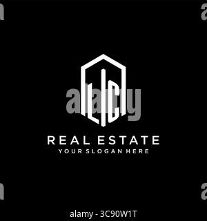 Lettre LC logo pour l'immobilier avec graphique vectoriel de conception d'icône hexagonale Illustration de Vecteur