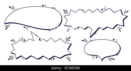Bulles de parole en noir et blanc avec place pour le texte. Illustration de Vecteur