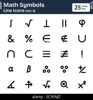 Symboles mathématiques icônes de ligne (Vol. 2) Illustration de Vecteur