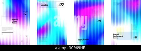 Ondulation de verre inspirée par Aurora avec lueur néon et déplacement. Texture fractale gradient dans le style anti Y2K avec distorsion holographique et brillance prismatique. Parfait pour les affiches créatives ou les bannières. Illustration de Vecteur