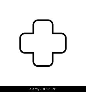Cette image présente un contour noir simple d'un symbole de croix, idéal pour représenter la santé, la médecine et les services médicaux dans divers projets de conception Illustration de Vecteur