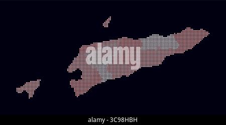 Carte en pointillés du Timor-Leste. Carte de style numérique du pays sur fond sombre. Forme Timor-Leste avec des points circulaires. Style de points colorés. Illustration de Vecteur