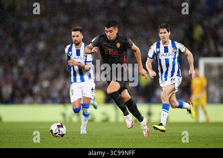 19 octobre 2022, SAN SEBASTIAN, GUIPUZCOA, ESPAGNE : Rodrigo Battaglia du RCD Mallorca en action lors du match de la Liga Santander entre la Real Sociedad et le RCD Mallorca à Reale Arena le 19 octobre 2022, à San Sebastian, Espagne. (Crédit image : © Ricardo Larreina/AFP7 via ZUMA Press Wire) Banque D'Images