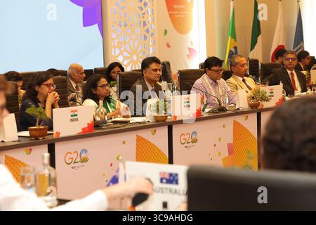 1er février 2023, New Delhi, Tamil Nadu, Inde : la première phase du Sommet du G20 2023 s'est tenue à Chennai, Inde le 1er février 2023. â€œThe rôle des technologies numériques en Educationâ€ rendre l'apprentissage fondé sur la technologie plus inclusif, qualitatif et collaboratif à tous les niveaux, permettre des opportunités d'apprentissage de l'enseignement supérieur de haute qualité à grande échelle. L'aéroport de Chennai est en train de s'adapter pour recevoir tous les délégués et participants. (Crédit image : © Seshadri Sukumar/ZUMA Press Wire) Banque D'Images