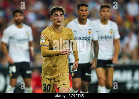 29 octobre 2022, VALENCE, VALENCE, ESPAGNE : Pablo Martin Paez Gavira ''Gavi'' du FC Barcelone Âªduring le match de ligue Santander entre Valencia CF et FC Barcelone au stade Mestalla le 29 août 2022, à Valence, Espagne. (Crédit image : © Ivan Terron/AFP7 via ZUMA Press Wire) Banque D'Images