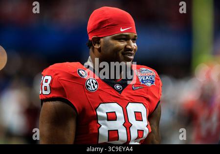 31 décembre 2022 : Jalen carter (88), joueur de ligne défensif de Géorgie, lors d'un match d'avant-match de football NCAA entre les Buckeyes de l'État de l'Ohio et les Bulldogs de Géorgie au Mercedes-Benz Stadium d'Atlanta, en Géorgie. La Géorgie bat Ohio State 42-41. John Mersits/CSM. (Crédit image : © John Mersits/CSM via ZUMA Press Wire) Banque D'Images