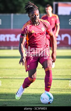 Rome, Italie. 31 juillet 2025. Manu KONE de L'AS Roma lors du match amical de football entre L'AS Roma et L'AS Cannes le 31 juillet 2025 au Stadio Tre Fontane à Rome, Italie - photo Matthieu Mirville (Massimo Insabato)/DPPI crédit : DPPI Media/Alamy Live News Banque D'Images