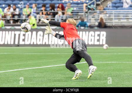 Seattle, Seattle, États-Unis. 3 août 2025. Le gardien de but des Seattle Sounders Andrew Thomas #26 se réchauffe avant le match, Seattle Sounders vs Santos Laguna, lors de la Coupe des ligues 2025, au Lumen Field, à Seattle, Washington. (Crédit image : © Melissa Levin/ZUMA Press Wire) USAGE ÉDITORIAL SEULEMENT ! Non destiné à UN USAGE commercial ! Banque D'Images