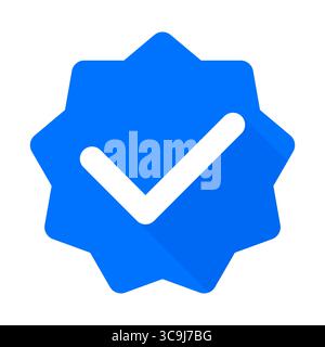Icône de coche vérifiée. Symbole de badge bleu. Graphique d'approbation de confiance. Vecteur élément moderne. Illustration de Vecteur