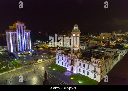 Bâtiments de phare : une vue de nuit. Veracruz, Veracruz, Mexique Banque D'Images