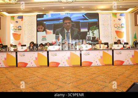 1er février 2023, New Delhi, Tamil Nadu, Inde : la première phase du Sommet du G20 2023 s'est tenue à Chennai, Inde le 1er février 2023. â€œThe rôle des technologies numériques en Educationâ€ rendre l'apprentissage fondé sur la technologie plus inclusif, qualitatif et collaboratif à tous les niveaux, permettre des opportunités d'apprentissage de l'enseignement supérieur de haute qualité à grande échelle. L'aéroport de Chennai est en train de s'adapter pour recevoir tous les délégués et participants. (Crédit image : © Seshadri Sukumar/ZUMA Press Wire) Banque D'Images