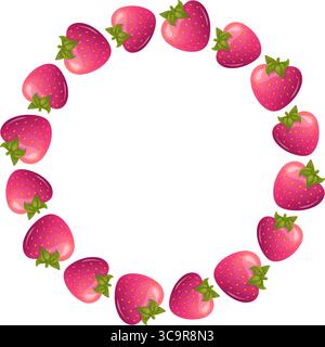 Un cadre vibrant et juteux de fraises fraîches, pour la nourriture, le dessert, ou les dessins d'été. Illustration de Vecteur