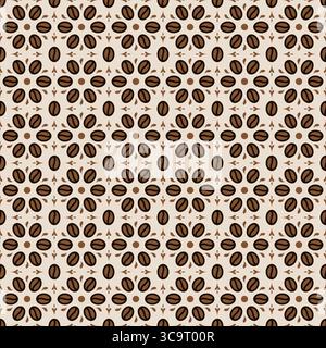 Motif géométrique sans couture avec des icônes de vecteur de grains de café Illustration de Vecteur
