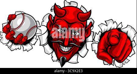 Illustration de la mascotte de Devil Baseball Ball Sport Team Illustration de Vecteur