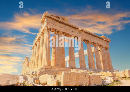 Athènes, Grèce. Temple du Parthénon sur l'Acropole. Banque D'Images