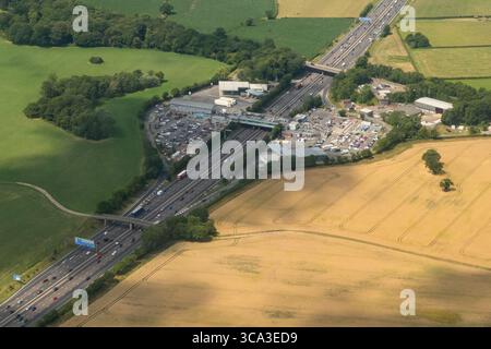 Vue aérienne de Knutsford services, M6 Cheshire, Angleterre Banque D'Images