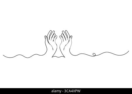 Dessin continu d'une ligne de main de prière contour dessin mains de prière illustration vectorielle Illustration de Vecteur